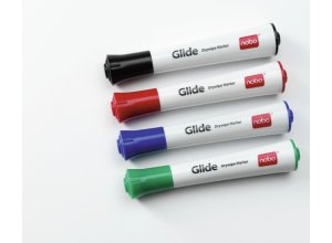 Markery NOBO Glide, różne kolory 4 szt czarne, czerwone, niebieskie, zielone lub mix