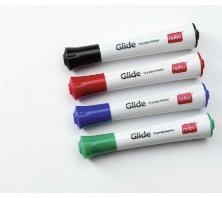 Markery NOBO Glide, różne kolory 4 szt czarne, czerwone, niebieskie, zielone lub mix